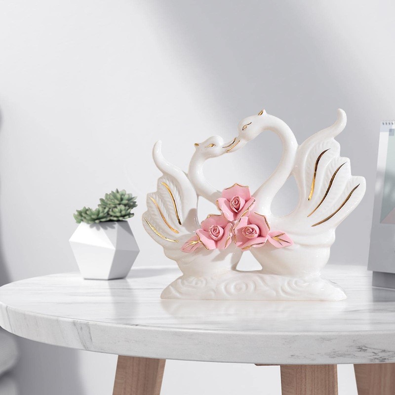 MYCENSE Swan Figurines Animal Table Decoration Collection Centerpiece Craft Ceramic
