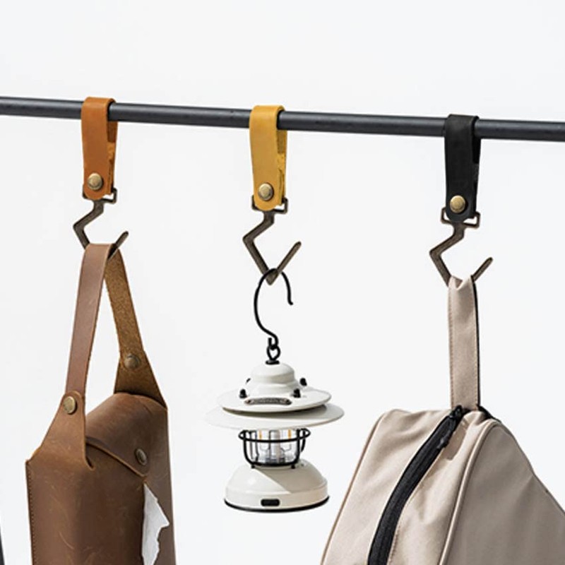 Buer Homie 5 PCS PU Leather Hooks, Multifunctional Leather Hangers,
