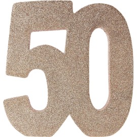 Number 50 Glitter Table Decoration Rose Gold