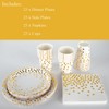 CEILIWEN 100PCS White and Gold Party Tableware Set, White and