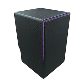 [Cicogna] PSA Appraisal Trading Card Storage Case Vertical Leather Style Card Deck Trading Card Storage Box Deck Holder (Black x Purple)