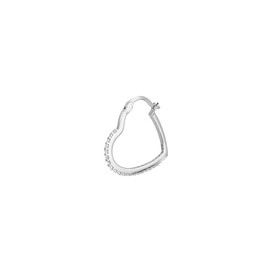 Vanbelle Sterling Silver Jewelry - Rhodium Plated with 925 Stamp - Studded Heart Hoop Earring with Cubic Zirconia Stone - Elegant Beautifully Handcrafted for Women