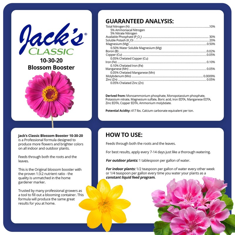 Jack's Classic 10-30-20 Blossom Booster Water-Soluble Fertilizer with Micronutrients for