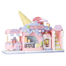 Vinbosion Building Blocks Set,Shop Building Toy,Ice Cream Store Street View Building Blocks Kit,Creative Blocks Toy Model Gift for Christmas,Birthday,New Year