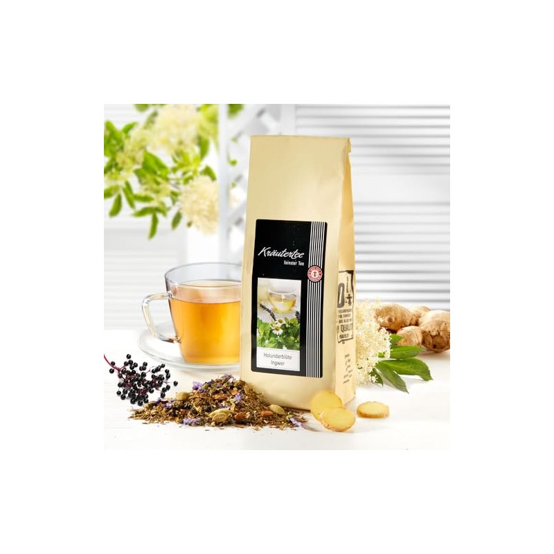 Schrader Ayurvedic Herbal Tea Elderflower Ginger with Cardamom, Mallow Blossoms