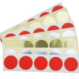 Manusticker Embosser Stamp Stickers - Gold, Silver, Red - 45mm, 50mm - 100 Stickers/20 Sheets (Silver, 45mm)