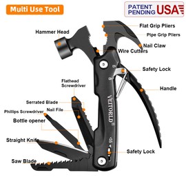 VEITORLD Gifts for Men Dad Husband Christmas, All in One Tools Mini Hammer Multitool, Unique Anniversary Birthday Camping Gifts Ideas for Man Him Boyfriend Grandpa, Cool Stocking Stuffers for Men