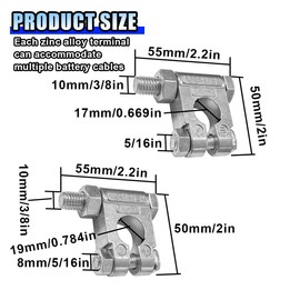 Car Battery Terminals, 4 Pairs Top Post Battery Cable Connector, Negative and Positive Heavy Duty Terminal Set for Marine, Car, Boat, RV and Truck (8PCS)