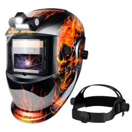 TRQWH Auto Darkening Welding Helmet with Light and Adjustable Sweatband Headgear