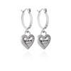 GUESS Silvertone Logo Heart Dangle Charm Hoop Earrings, ONE SIZE,