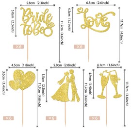 ZHUOWEISM 30 PCS Bride to Be Cupcake Toppers with Love Heart Ring Champagne Wedding Cupcake Picks Bride and Groom Wedding Engagement Bridal Shower Party Decorations Gold