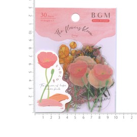 Flake Seal BS-PF01 Deco Sticker Flowers Blossom [Orange] Clear Seal Clean