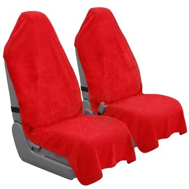 CORTHENA Car Seat Towel Cover, Universal Front Seat Protector for Cars, SUVs and Trucks, Sweat Towel Car Seat Cover for Gym, Yoga, Swimming, Pets and Family Travel, Haute Red, 2 Pack