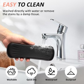 Travel Makeup Brush Holder,Portable Make Up Organizer Bag Case,Cosmetic Pouch,Toiletry Organizer,Silicon Small Makeup Brush Purse Travel Essentials for Women Men (Zipper-Black)