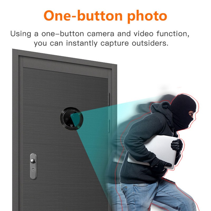 Digital Peephole Viewer Video Doorbell Camera 4.3in Indoor Monitor PIR