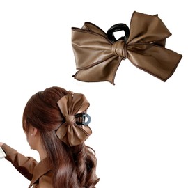 HAPVITAL Multi-Layered Ribbon Hair Clip, Hair Clip, Ribbon Hair Clip, Large Hair Claw for Commuting, Hair Clip, Simple Female, Hair Accessory, Korea, Popular (Brown)