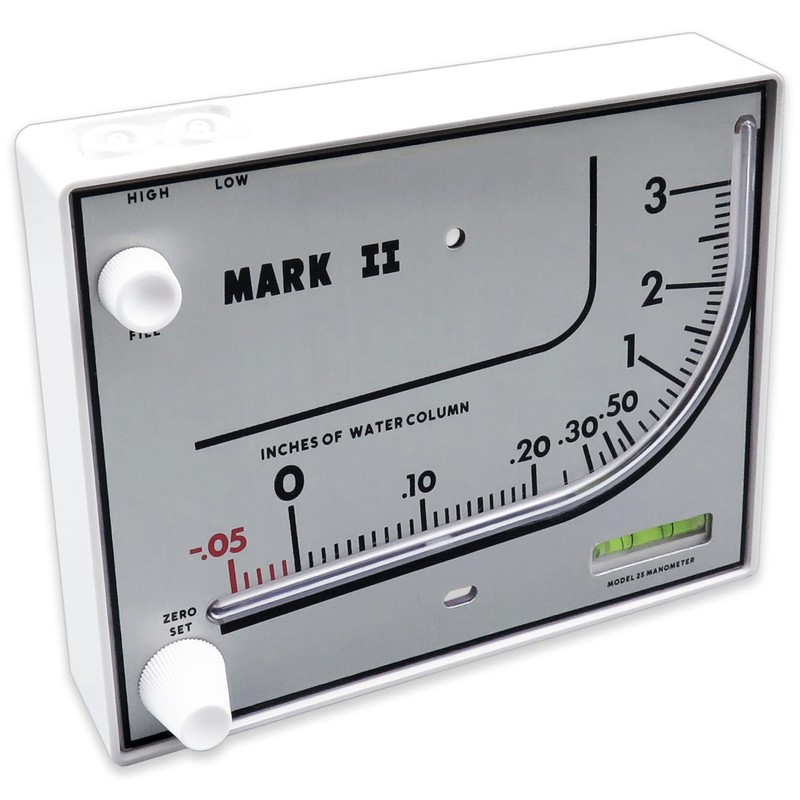Mark II 25 Liquid Filled Manometer Compatible with Dwyer, Wall