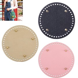 LiJuanWang Bag Base, Pack of 3 Bag Base for Crocheting Leather, Round PU Leather Knitting Bag Base Round Bag Base Bag Base Padding, 15 cm