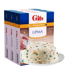 Gits Instant Mix Box - 600gm (Pack of 3 x 200gm) | Ready to Cook Indian Breakfast/Lunch/Dinner/Snack Meal | No Artificial Colors, Flavors, Preservatives, 100% Vegetarian, Easy Recipe (Upma)