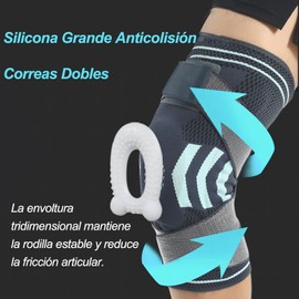 Rodilleras Deportivas,Manga de compresión para dolor de rodilla con almohadillas de gel de rótula y correas,Rodillera con estabilizadores laterales,Proporciona apoyo y protección a la articulación de la rodilla,Para Recuperación de Lesiones,Aliviar ACL,L