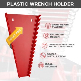 Reniteco Plastic Wrench Organizer, Premium High-density Wrench Holder, Large Wrench Racks for Wall and Tool Box, 96 Slots Fit SAE&Metric Wrench Tray(6Red)