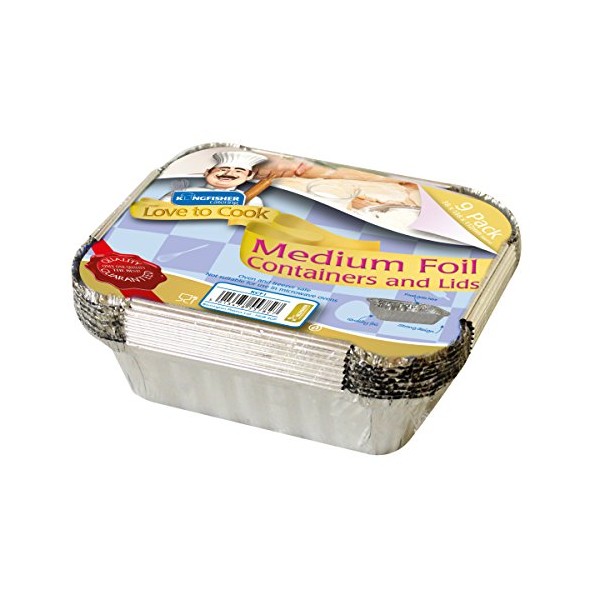 Medium Food Cooking Foil Trays with Lids (9 Pack)