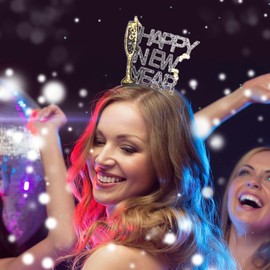 BinaryABC Happy New Years Headband Tiara,New Years Eve Party Supplies,2024 New Year Eve Party Favors Gifts