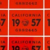 1957 California License Plate Reflective Registration Sticker, YOM, CA DMV