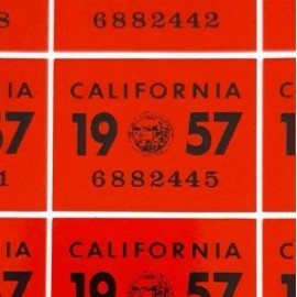 1957 California License Plate Reflective Registration Sticker, YOM, CA DMV