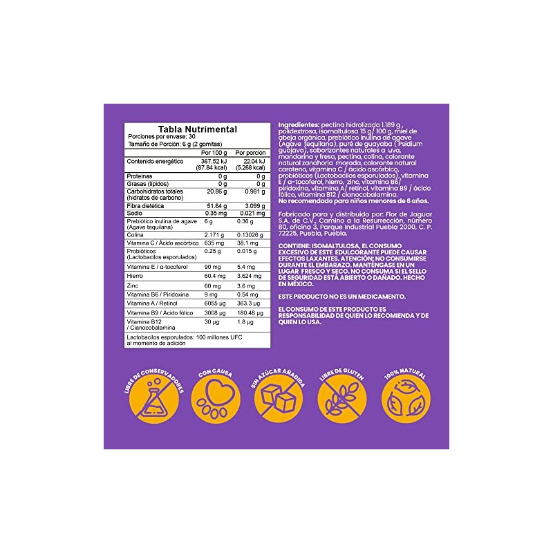 Flor Jaguar Pack Dfn Gummies Piezas Pzas 180 Mineral Probióticos
