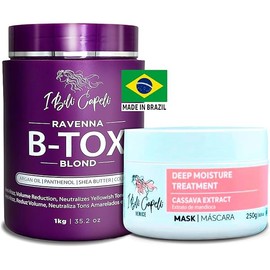 Ravenna B-tox Kit - Hair Treatment with Argan Oil Mask 250g, Formaldehyde-Free, Anti-Frizz and Smoothing for Blond Hair (1 B-tox + 1 Mask)