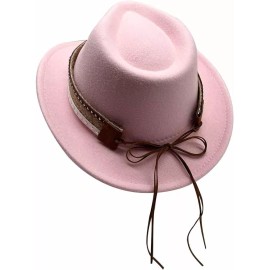 Unbranded Light Pink, Western Cowboy, Cowgirl Hat, Lone Star Strap, Men Women Retro Brim