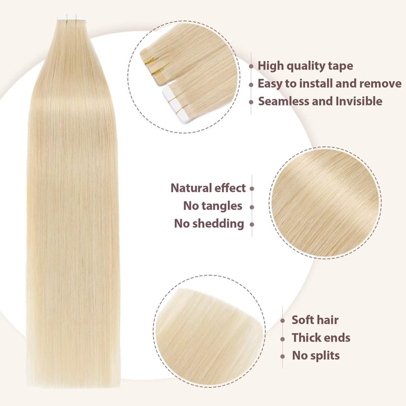 Tess Real Human Hair Tape-In Extensions, 35.5 cm, 20 Pieces,