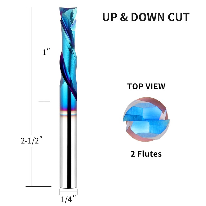 EANOSIC 5PCS Spiral Router Bits Up/Down Cut Compression Bit 1/4