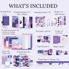 Bullet Journal Kit, Suministros para Albumes de Recortes - Kit de Albumes de Recortes Estéticos Clásico para Diario de Bala, Papelería, Suministros de Diario, Regalo de Cumpleaños, Scrapbook Set