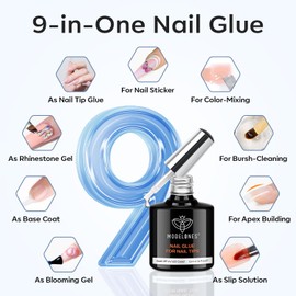 modelones Gel X Nail Kit, Medium Almond Gel x Nail Tips, 9-in-One Nail Glue & Portable U V Nail Lamp, 216Pcs 12Sizes Press On Acrylic False Nails Tip Nails Art DIY Nail Extension Gift for Women