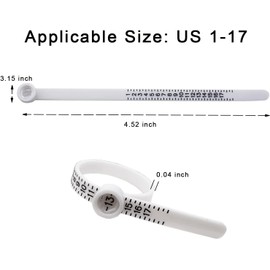 1Pc White Ring Sizer Measuring Tool, Reusable Ring Size Guage for Fingers, Jewelry Sizing Tool, 1-17 US Ring Sizer