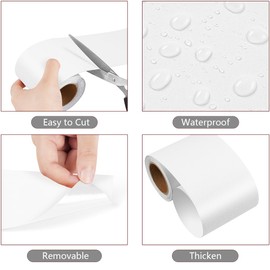 YENHOME 3"X590" Solid White Wallpaper Border Peel and Stick Wall Mirror Trim White Bulletin Board Frame Mirror Sticker Peel and Stick Wallpaper Roll Decoration Removable Wall Paper Borders