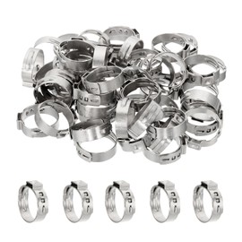 PATIKIL 1 Inch PEX Crimp Rings, 50 Pack Single Ear Hose Clamps Stainless Steel Cinch Crimp Ring Pinch Clamps for Pex Tubing Pipe Fitting Connections, Silver