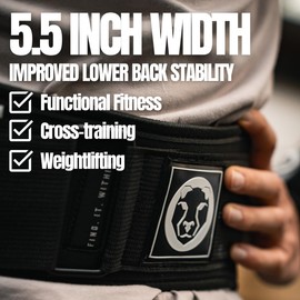 Mammal Strength Weight Lifting Belt, Comfortable Back Support, 5-Inch Gym Belt for Powerlifting, Cross Training, Deadlifts, and Squats (BLK L)