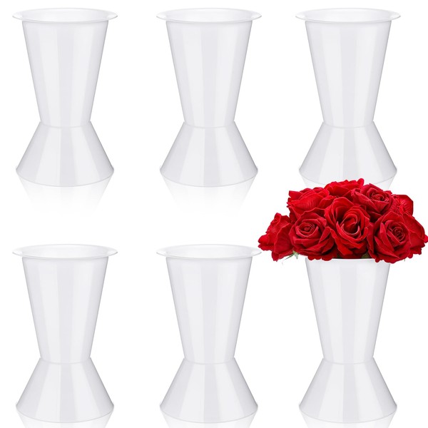 Beeveer 6 Pack Plastic Flower Bucket 11.8 Inch Tall Vase