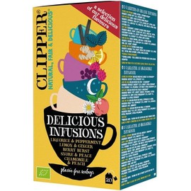 Clipper Delicious Infusions Organic Herbal Tea Assortment 20 bags Tea 1 Box of 38g SÖPÖSÖPÖ pack (SOPOSOPO)