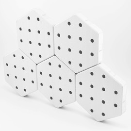 Pegboard Pixels Hexagon Pegboard Tiles, 4.5"x4" Each, Pack of 5, Normal-Sized Pegboard Holes, Make Custom Designs, Easiest to Mount, Expand Existing Pegboard or Fill in Unused Space, Hexboard