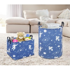 NTAOHAMPER Rectangular Storage Basket,Collapsible Gift Basket with Handles,Kids Toys/Books Box,Room Decor(Universe)