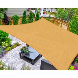 AsterOutdoor Sun Shade Sail Rectangle 16' x 20' UV Block Canopy for Patio Backyard Lawn Garden Outdoor Activities, Sand