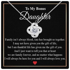 Larvincy Bonus Daughter Gifts from Stepdad Stepmom With Heartfelt Message & Elegant Box - Jewelry Gifts For Stepdaughter, To My Bonus Daughter Necklace On Birthday Graduation Wedding Christmas & More