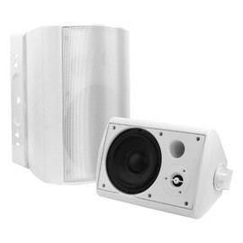 STUDIOFINIX 6.5 Inches Indoor Outdoor Bluetooth Speakers Waterproof Wired Wall Mount Active Speakers 400 Watt for Patio Garage,Deck,Backyard (White)