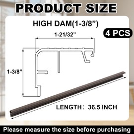 Pangda 4 Pcs 36 Inch Fixed Vinyl Sill Cap Replacement Threshold Single in-Swing Doors Only Trim-to-fit Dark Brown