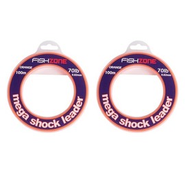 FISHZONE - 2 x MEGA SHOCK LEADER 100m Spools Marine Grade Hi-Viz ORANGE Sea Fishing Line - 70lb - High Abrasion & Low Stretch - For Shock Leader & Rig Body