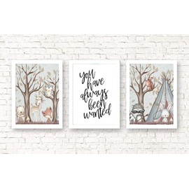 Silly Goose Gifts Darling Woodland Animals Baby Nursery Adoption Wall Art Decor Print Sets Unframed Children (Always Wanted)